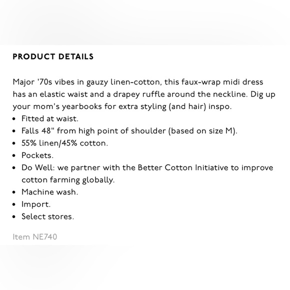 NWT Linen Cotton Ruffle Neck Midi Dress - Picture 6 of 6